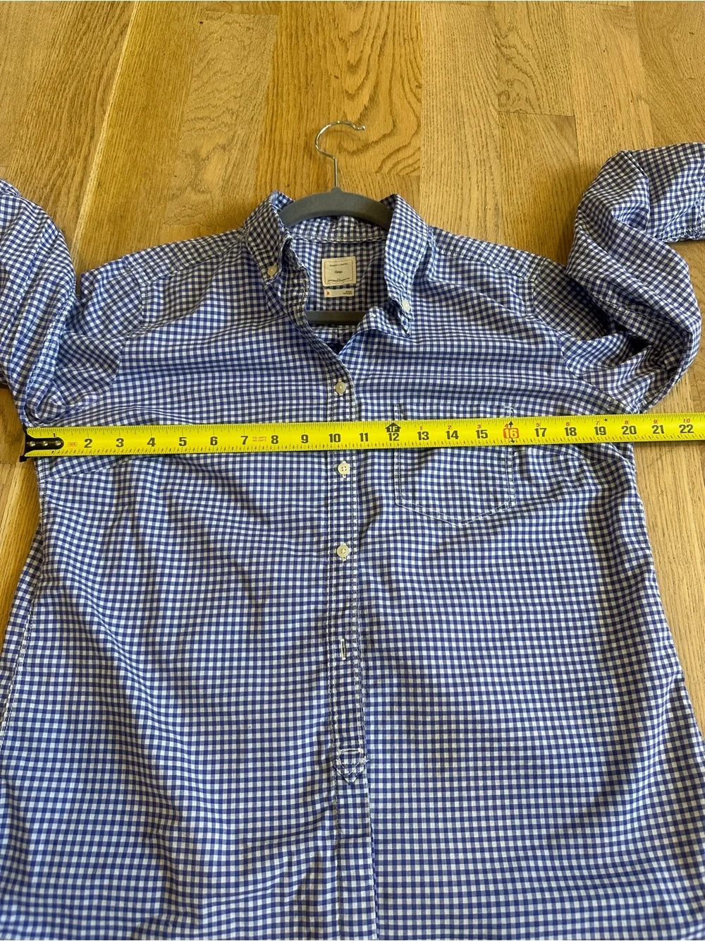 GAP Blue Gingham Plaid Shrunken Boyfriend Button Down Shirt M